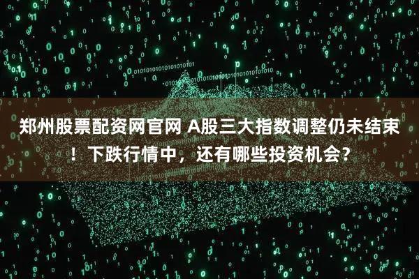 郑州股票配资网官网 A股三大指数调整仍未结束！下跌行情中，还有哪些投资机会？