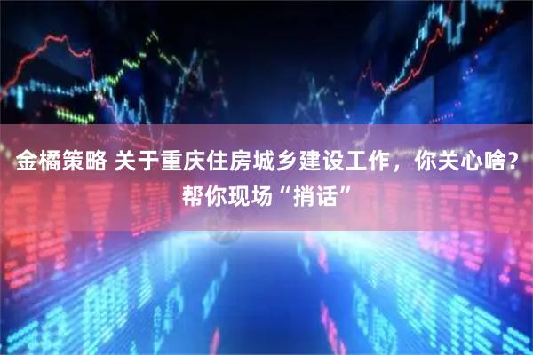 金橘策略 关于重庆住房城乡建设工作，你关心啥？帮你现场“捎话”